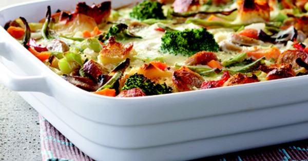 Vegetable and sausage strata