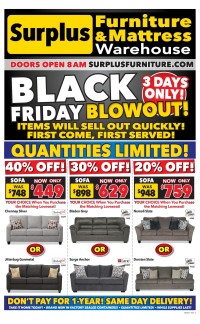 Surplus Furniture & Mattress Warehouse - Weekly Flyer Specials - Black Friday Blowout !